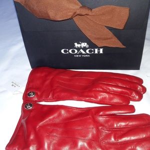 NEW COACH Red Leather Gloves